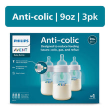 3-pack anti-colic baby bottles with AirFree vent, clear, 9 oz