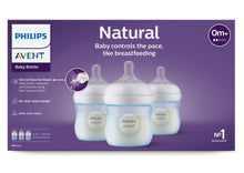 Philips Avent natural baby bottle 3-pack box with blue bottles, 4 oz