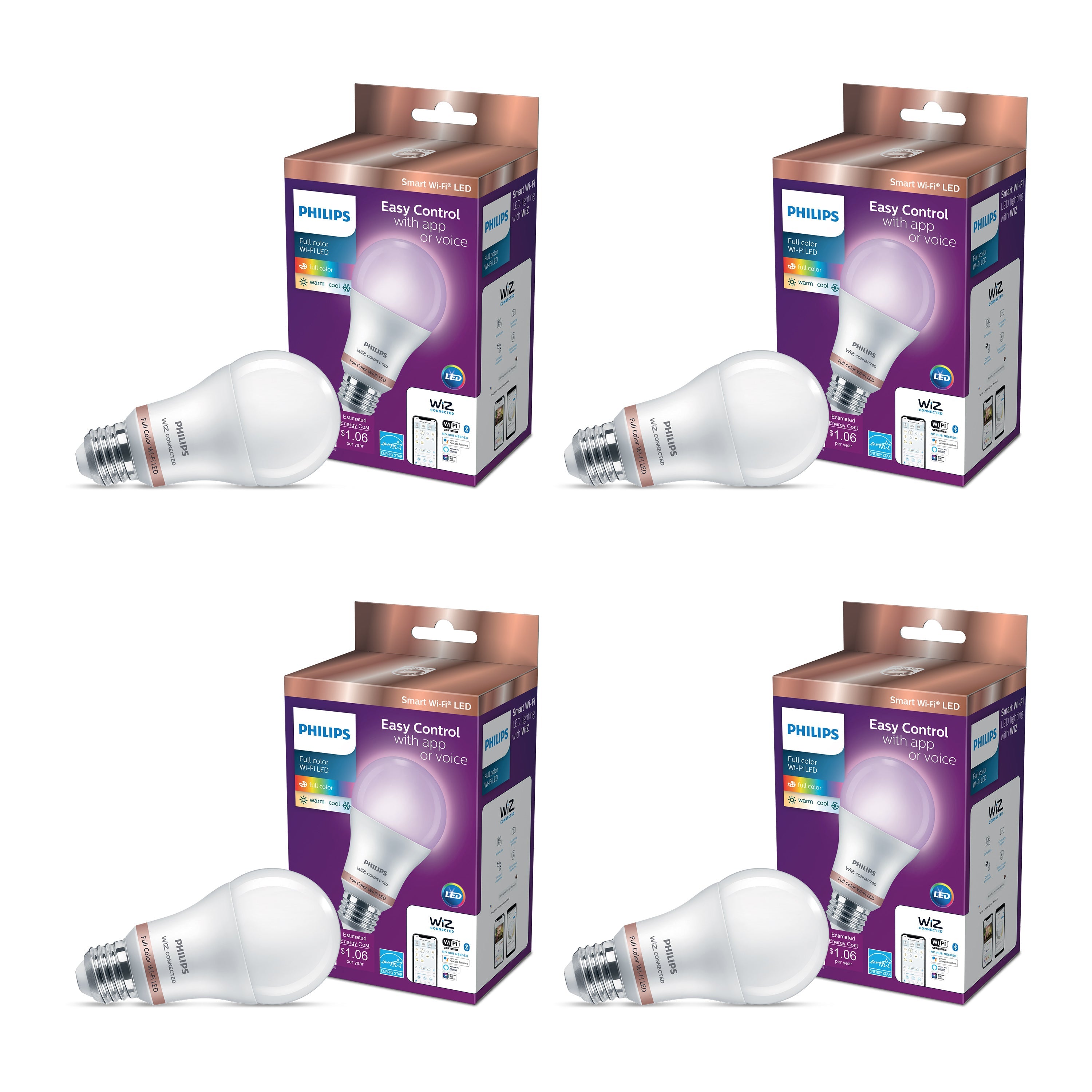 Philips Smart LED 60-Watt A19 General Purpose Light Bulb, Frosted Color & Tunable White, Dimmable, E26 Medium Base (1-Pack)