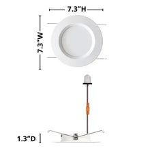 White round LED retrofit downlight with driver leads and size dimensions