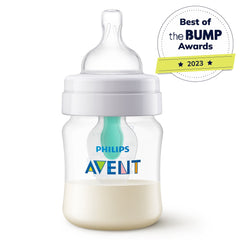 Philips Avent Anti-colic Baby Bottle with AirFree Vent, 4oz, with Flow 1 Nipples, 0M+, 1pk, Clear, SCY701/91