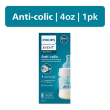 Philips Avent anti-colic baby bottle 4oz package with AirFree vent and Flow 1 nipples