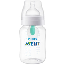 Philips Avent anti-colic baby bottle, 9oz, clear bottle with white and teal nipple