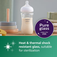 8 oz clear glass baby bottle with white nipple, Philips Avent