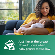 Philips Avent Natural glass baby bottle with white nipple during breastfeeding-style feeding