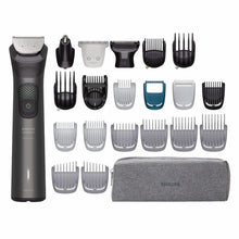 All-in-one precision trimmer set with multiple guide combs and gray storage pouch