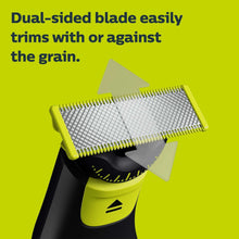 OneBlade 360 replacement blade showing dual-sided cutting edge graphic
