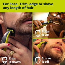 OneBlade replacement blade trimming stubble on a man’s face