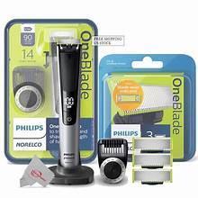 Philips Norelco OneBlade Pro trimmer kit with handle, stand, and replacement blades