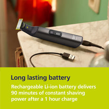 Electric trimmer with USB cable for charging, black handle with yellow head