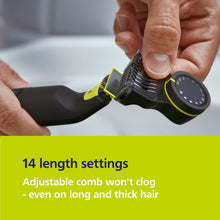 Electric face and body trimmer with adjustable comb and black-and-yellow body
