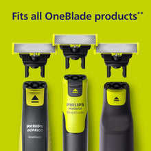 OneBlade electric shaver set showing multiple blade cartridges and black handle