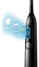 Black rechargeable electric toothbrush with 2:00 timer display and handle buttons