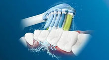 Soft bristle replacement toothbrush heads with blue and green tip accents