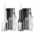 Cordless power water flosser set with white and black handles and nozzle tips