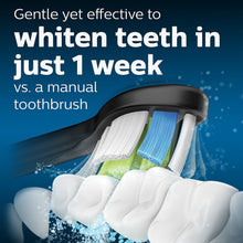 Toothbrush head with white bristles, blue outer stripe, and green center with foam.