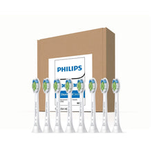 8-pack of white Philips Sonicare replacement toothbrush heads in open cardboard display