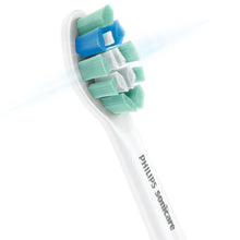 Replacement brush head with teal and blue bristles