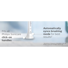 Click-on brush head on white Sonicare handle