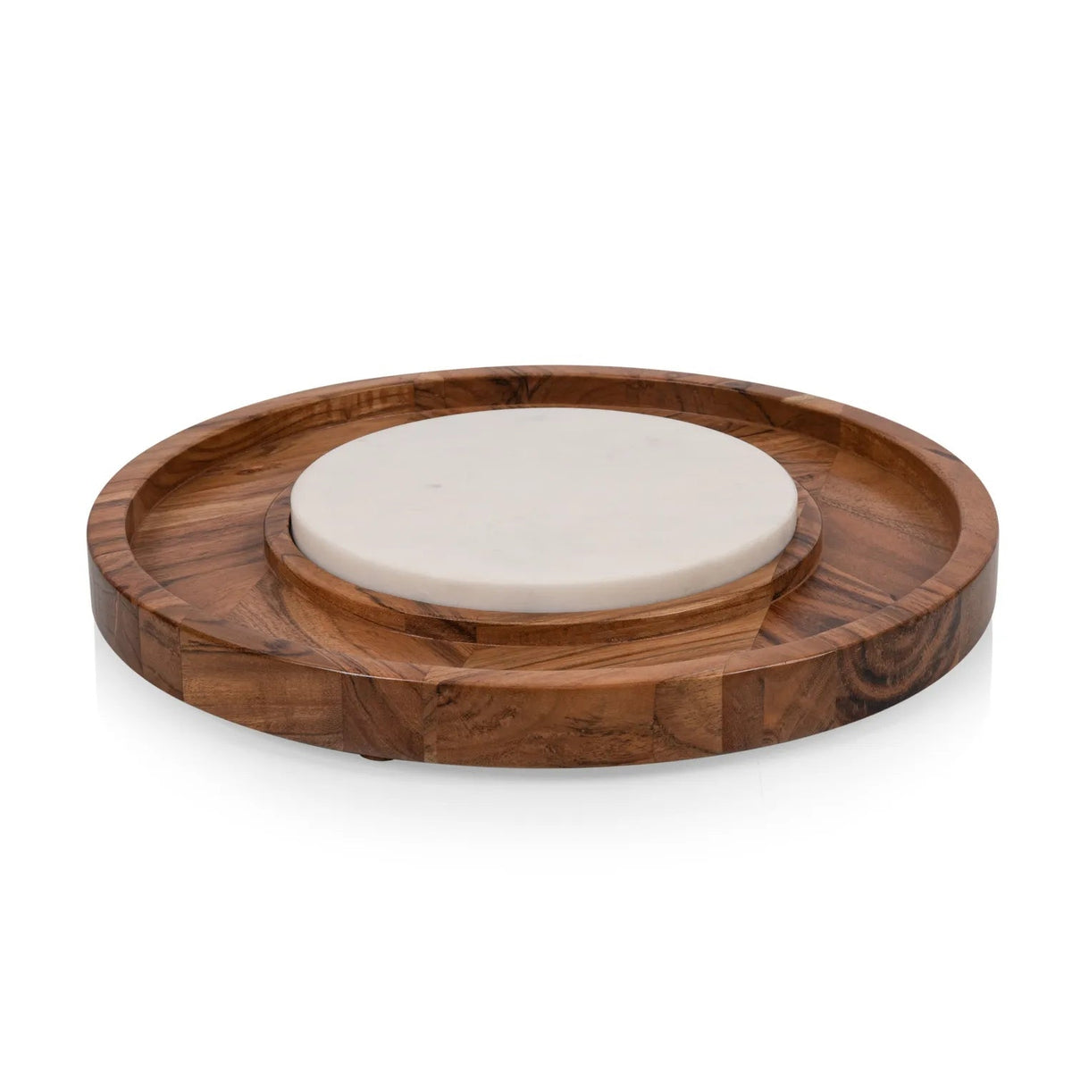 Picnic Time Acacia Wood Isla Serving Platter w/ Marble Insert