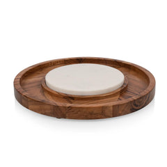 Picnic Time Acacia Wood Isla Serving Platter w/ Marble Insert