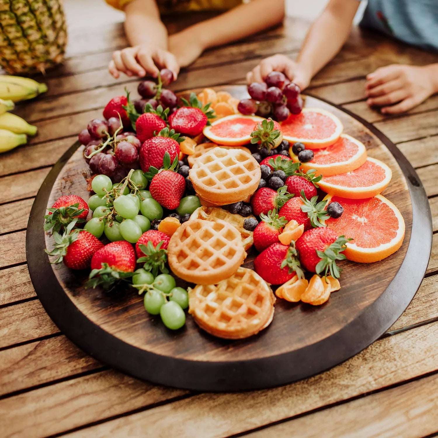 Picnic Time Acacia Wood Lazy Susan Serving Tray