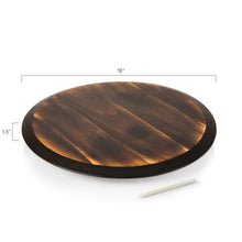 Acacia wood lazy Susan serving tray, 18" round top with dark base