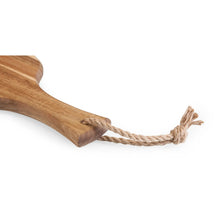 Acacia wood charcuterie board with braided rope handle