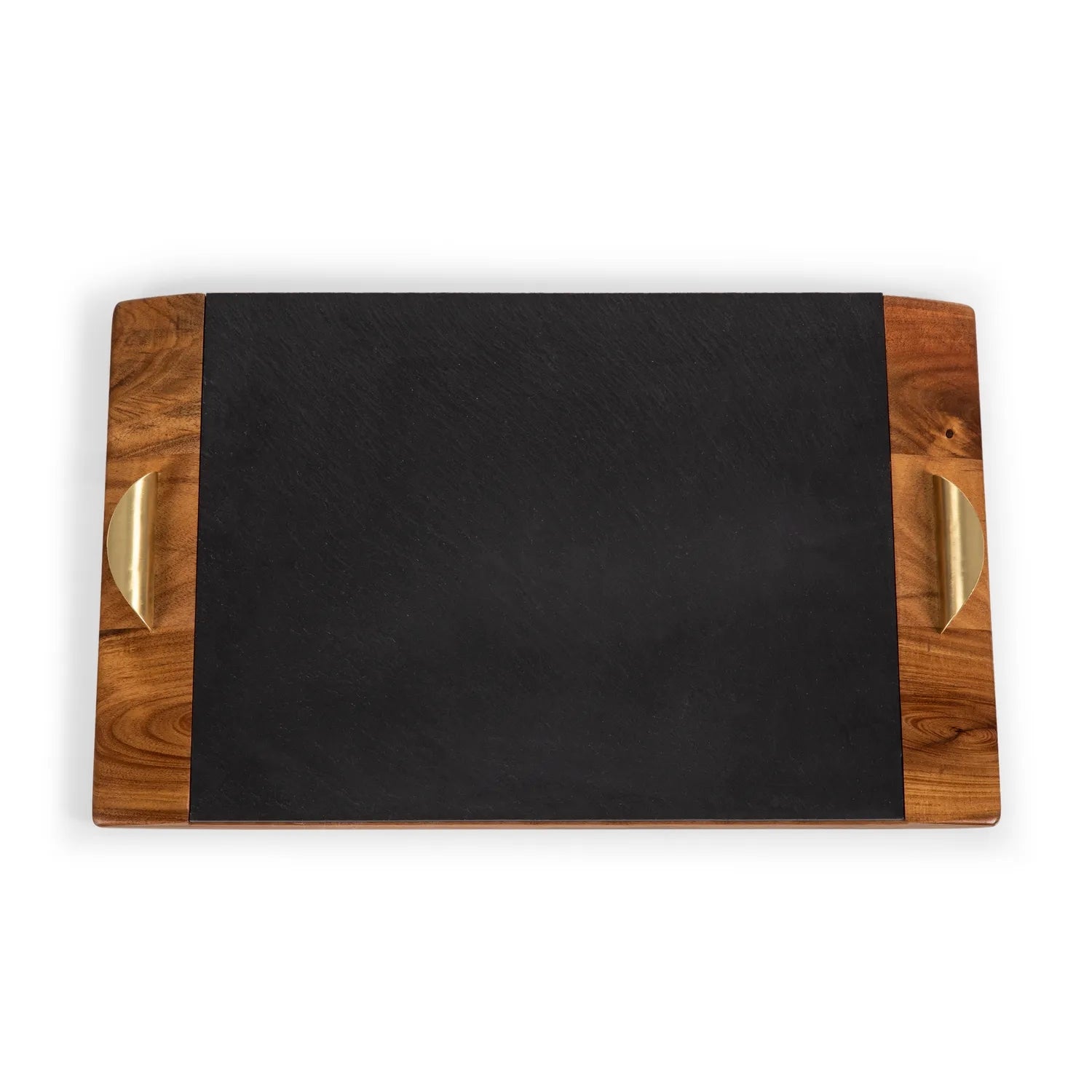 Picnic Time Covina Acacia Wood & Slate Serving Tray