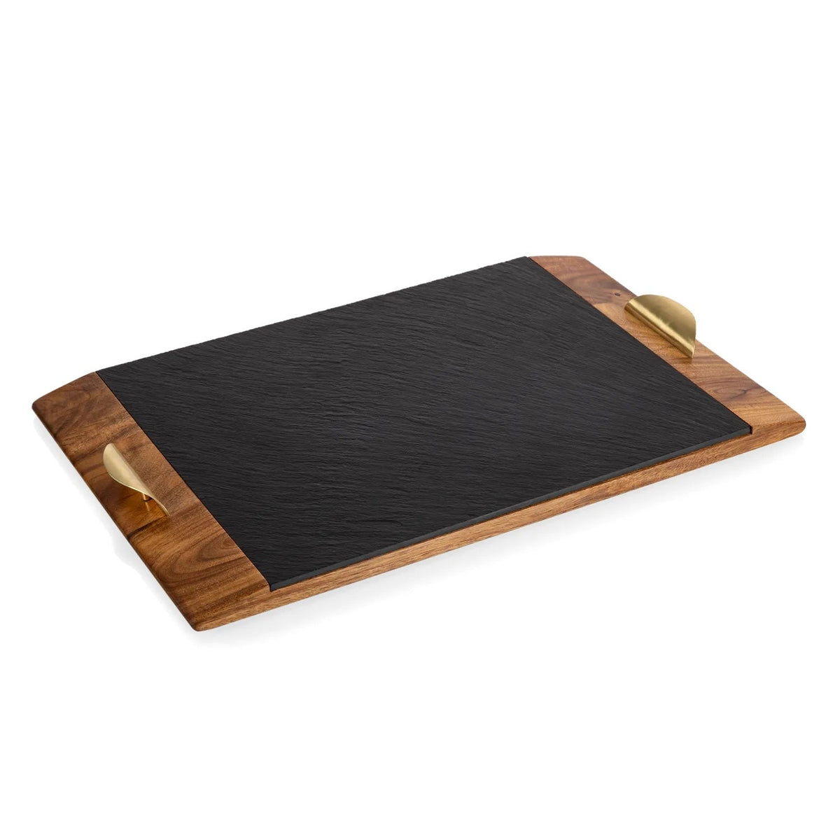 Picnic Time Covina Acacia Wood & Slate Serving Tray