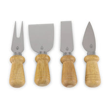 Lazy Susan set of four wooden-handled spreaders with metal tips