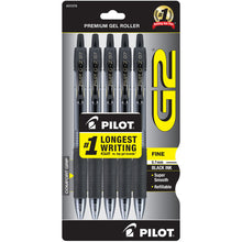 Retractable black fine-point gel pens, 0.7mm, 5-pack in box