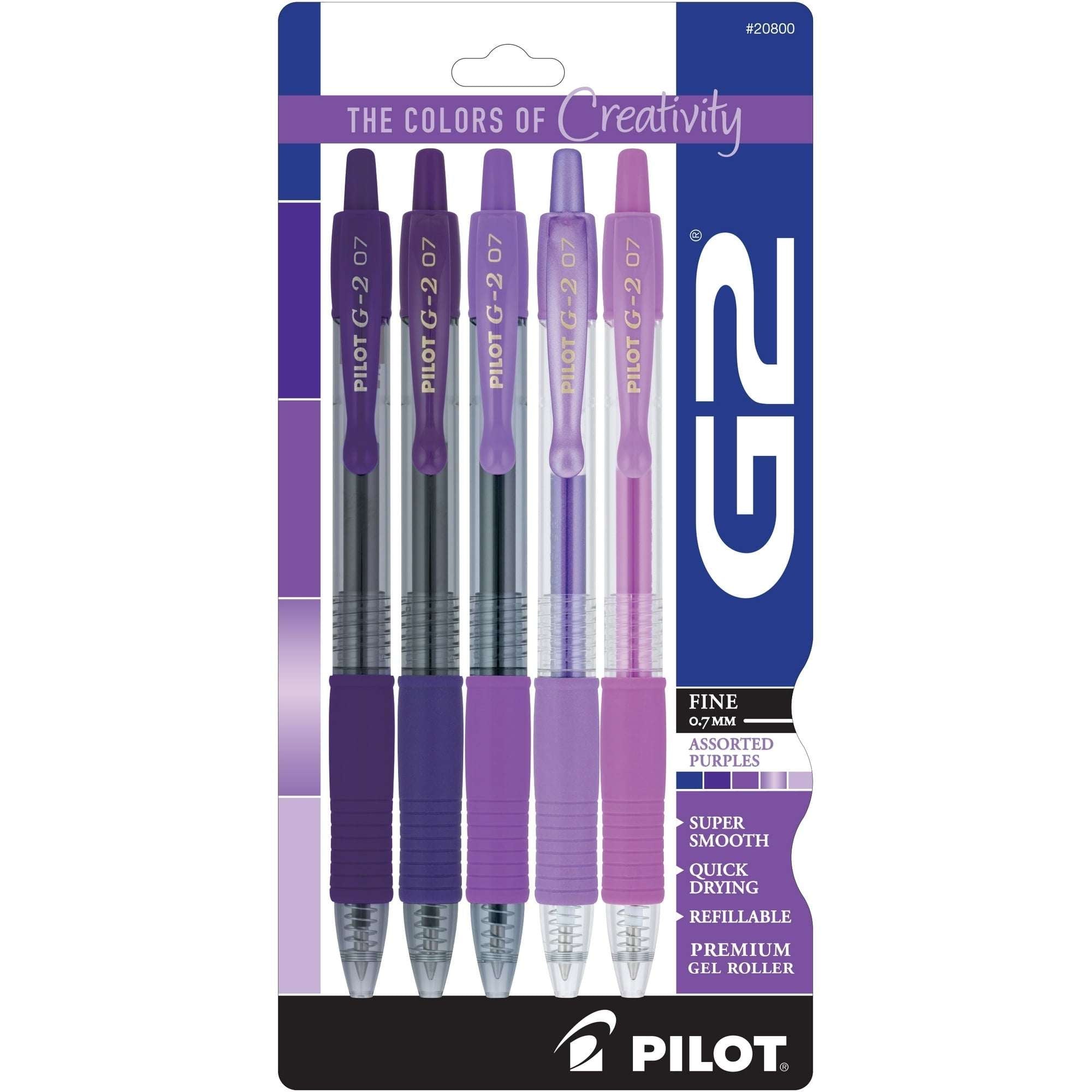 Pilot G2 Retractable Gel Pens, Premium, 0.7mm Fine Point, Assorted Colors, 5 Count
