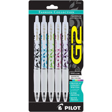 Pilot G2 retractable gel pens, white barrel, assorted ink colors, fine 0.7mm, 5-pack