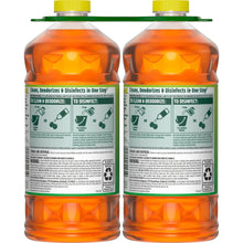 Two orange multi-surface cleaner bottles with back label and recycling symbol