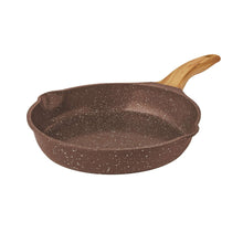 The Pioneer Woman 10-inch cast aluminum fry pan, brown speckle with wooden handle