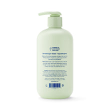 Pipette baby shampoo & wash bottle back label with mint-green pump