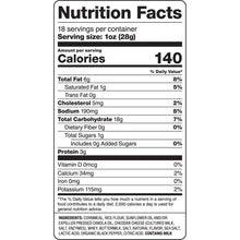 Nutrition Facts panel showing 18 servings per container and 1 oz (28 g) size