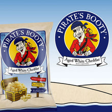 Pirate's Booty aged white cheddar puffs bag with logo and front pouch