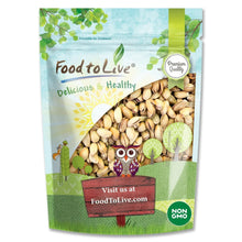 Roasted salted pistachio snack bag with non-GMO seal and pistachio-filled window
