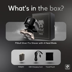 Pitbull Silver PRO Head & Face Shaver | USB charging cable included | Verified Seller Skull Shaver | Refrain From Other Listed Resellers