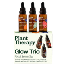 Facial serum trio set: three amber dropper bottles with box packaging