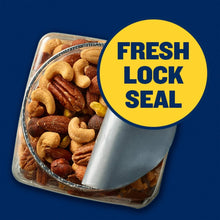 Salted mixed nuts in clear tray with Fresh Lock Seal graphic on packaging