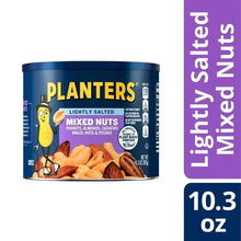 Planters lightly salted mixed nuts canister with assorted nuts and label