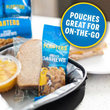 Planters Salted Cashews snack pouch with cashews, plus Planters branding
