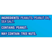 Ingredients label: peanuts, peanut oil, sea salt; contains peanut; may contain tree nuts