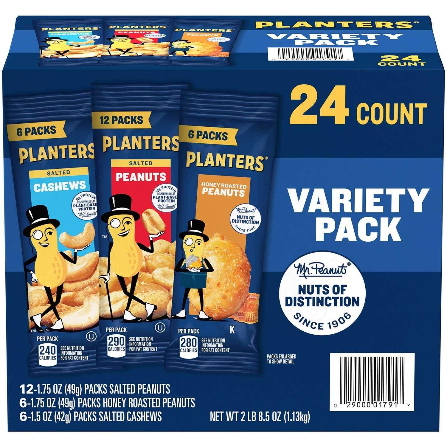 Planters Variety Pack Cashews & Peanuts, 24 pk. - USA MEGA SHOP