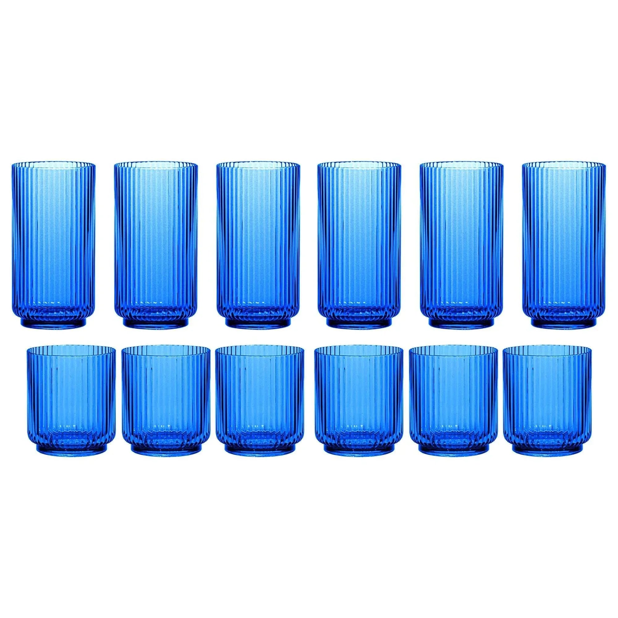 Plastic 12-piece Drinkware Set, Mesa Blue - USA MEGA SHOP
