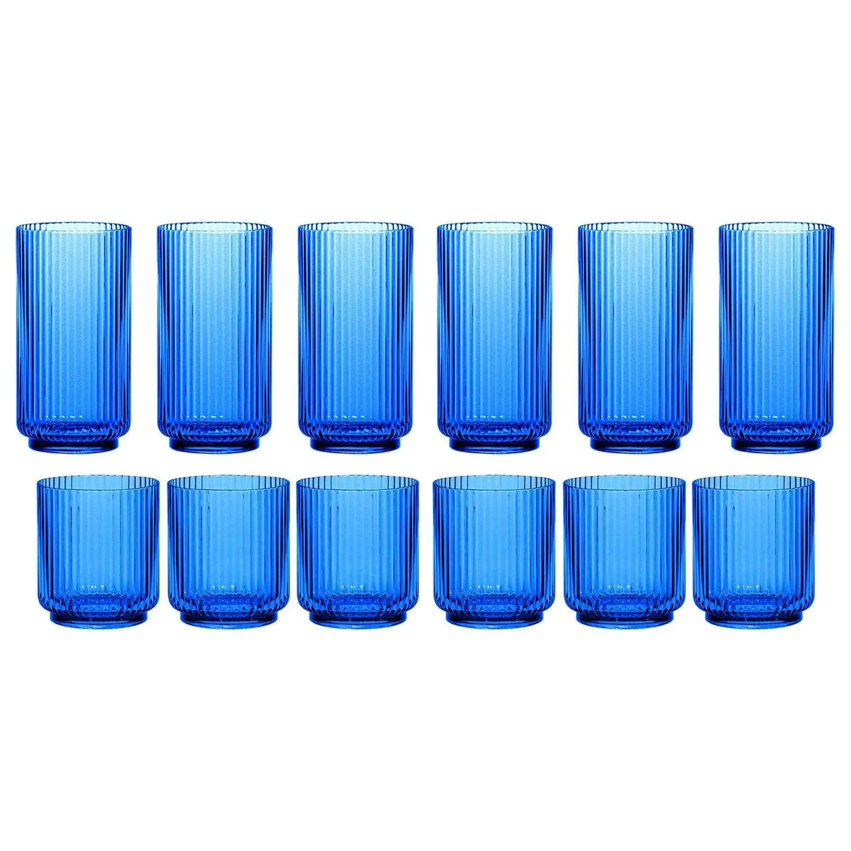 Plastic 12-piece Drinkware Set, Mesa Blue - USA MEGA SHOP