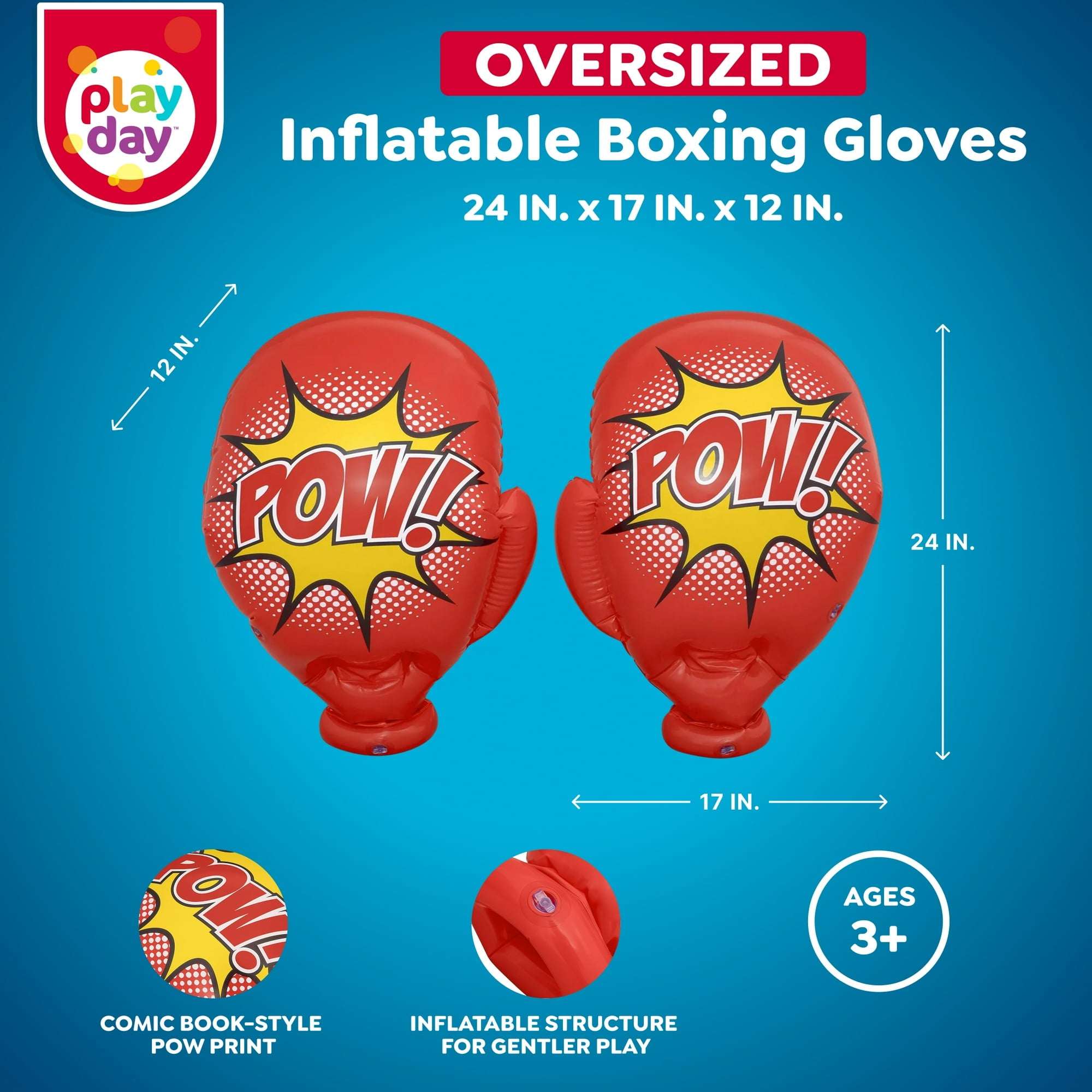 Play Day Inflatable Oversized Boxing Gloves for Kids